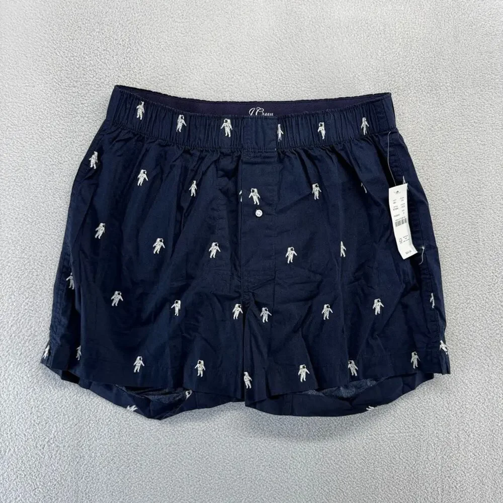 J Crew Boxers Men's Small Blue Astronaut Shorts underwear Printed Geometric NEW